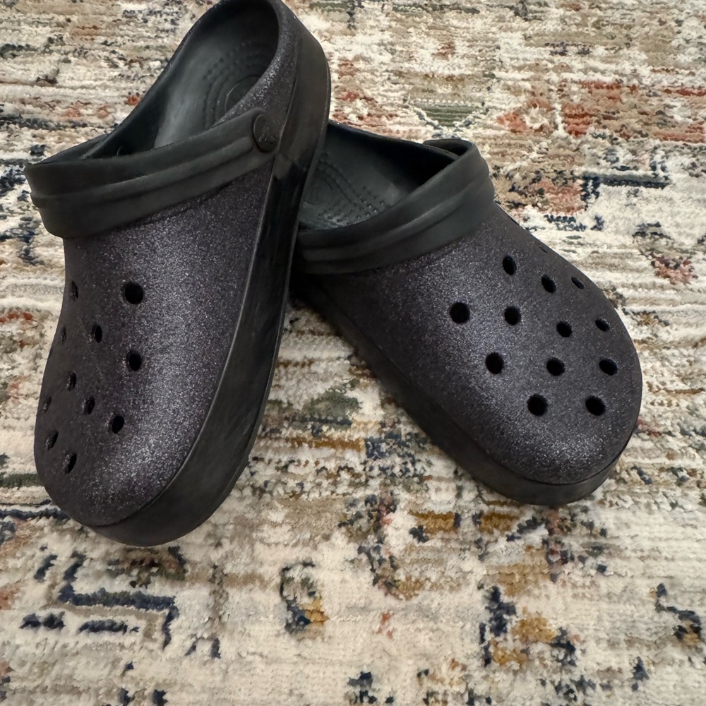 Black Glitter Clogs